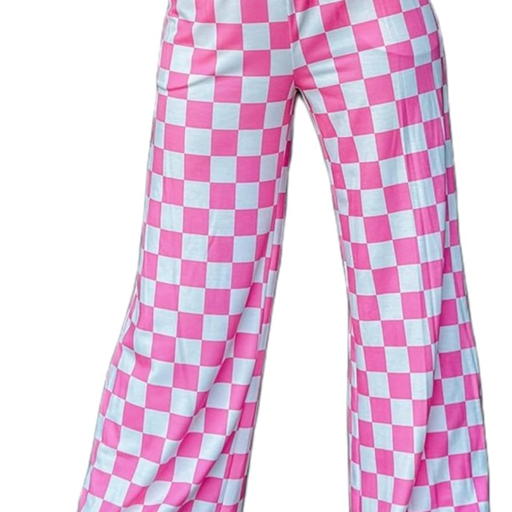 Pink Checkered Y2K Pants Drawstring Elastic Waist Sz Women’s Medium